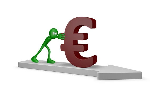 Pushing euro — Stock Photo, Image