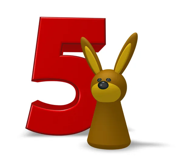 Number five and rabbit — Stock Photo, Image
