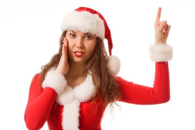 Noel Noel Baba kırmızı şapkalı kız. izole.