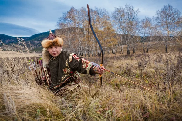 Kazak, Macar savaşçı whith yay. avcı. — Stok fotoğraf