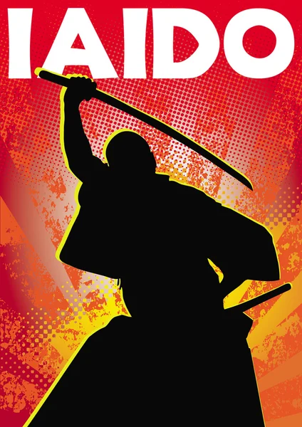 Martial arts poster iaido,kendo, sword katana poster — Stock Vector