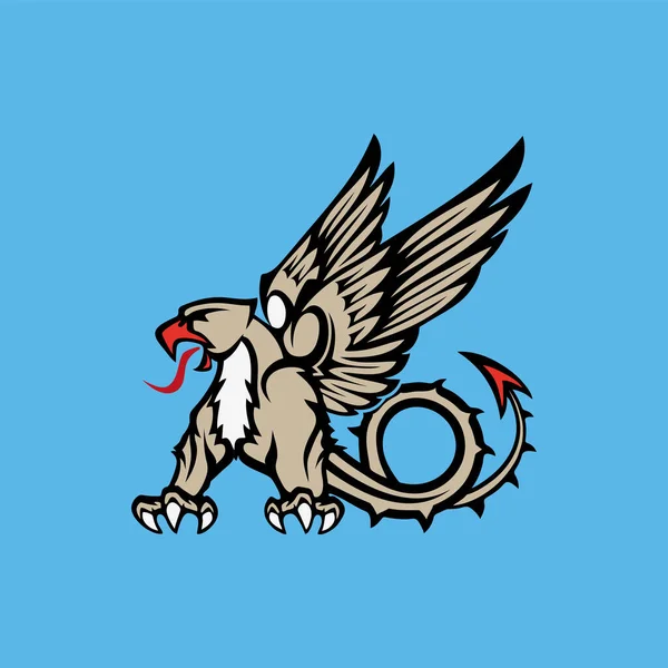 Aggressive Rower Wild Griffin Dragon Blue Mascot Symbol Eps Vector — 스톡 사진