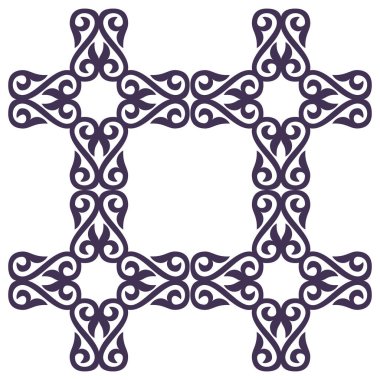 Geleneksel doğu tarzında soyut kabile kiremitleri olan Kazak göçebe deseni, arabesk, bozkır halkı, halı.