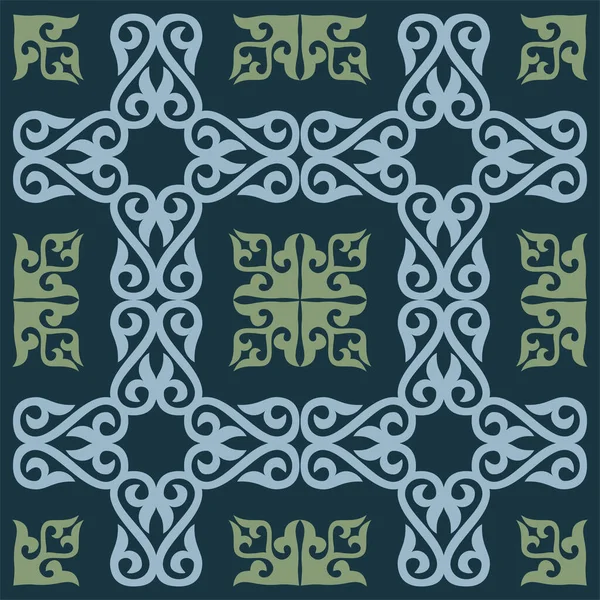Kazakh Asian Nomad Pattern Abstract Tribal Tiles Traditional Oriental Style —  Vetores de Stock