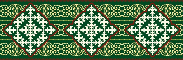 Kazakh Asian Nomad Pattern Abstract Tribal Tiles Traditional Oriental Style — Stockvector