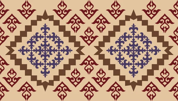 Kazakh Asian Nomadic Design Tribes Background Ethnic Patterns Traditions Nomads — Vector de stock