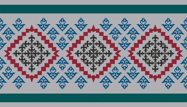 Kazajstán Asiático Tribus Diseño Nómada Fondo Patrones Étnicos Tradiciones Estepas — Archivo Imágenes Vectoriales