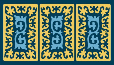 Arka planda Asyalı göçebe kabileler var. Etnik desenler.