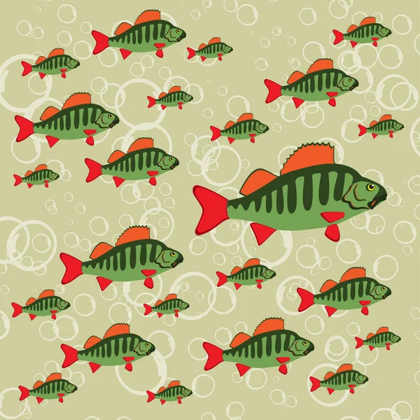 Beau Poisson Pattern Fishing Beau Passe Temps Été Affiche Vectorielle — Image vectorielle