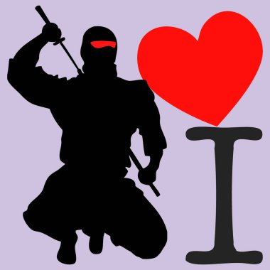 Dövüş sanatları ninja sembolü, logo. Karate yaratıcı tasarım amblemi.