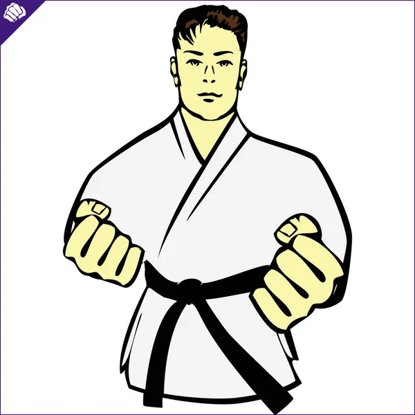 Martial Art Gekleurde Symbool Logo Karate Creatief Ontwerp Embleem — Stockvector