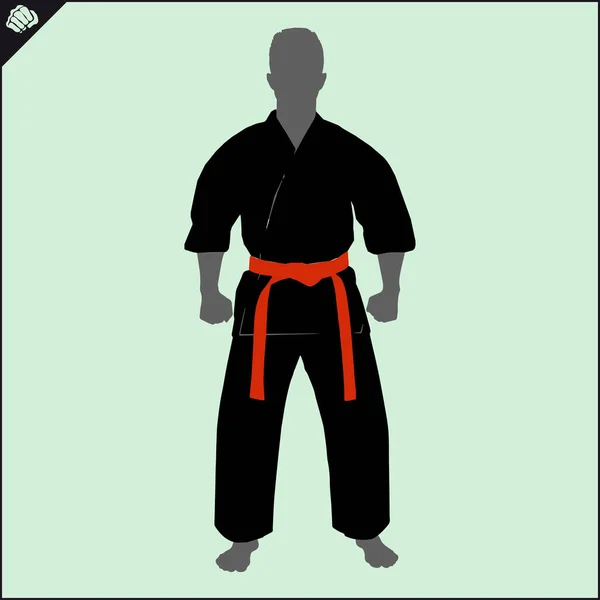 Karate Fighter Black Kimono Creative Design Emblem Colored Symbol Logo — 图库矢量图片