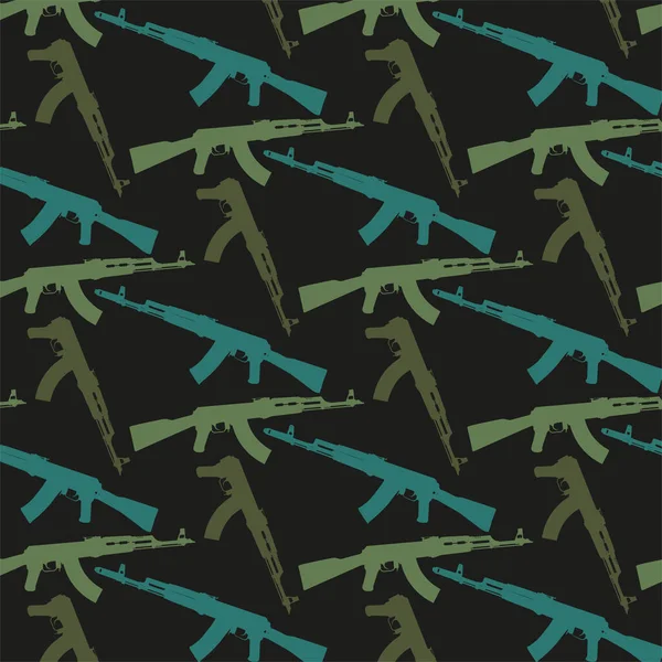 Russian Soviet Army Kalashnikov Machine Gun Camouflage Military Pattern Tactical —  Vetores de Stock