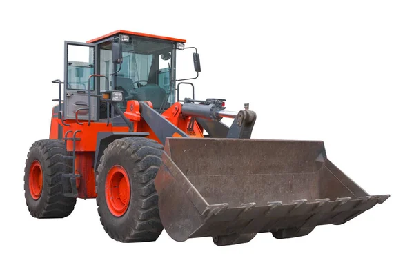 Heavy Red Bulldozer Loader White Background Clipping Puth — Zdjęcie stockowe