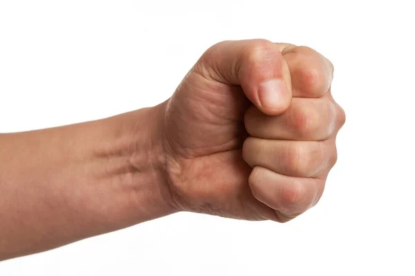 Hand Power Fist Gesture Isolated White — Stock Photo, Image