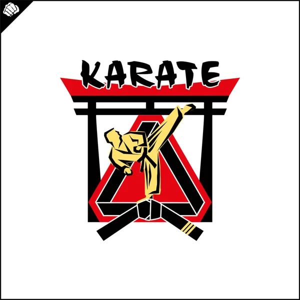 Karate Fighter Creative Design Emblem Martial Art Colored Symbol Logo — Stockvector