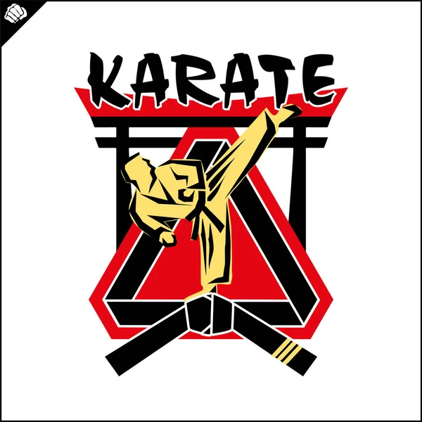 Martial Art Colored Symbol Logo Karate Creative Design Emblem Vector — Stockový vektor