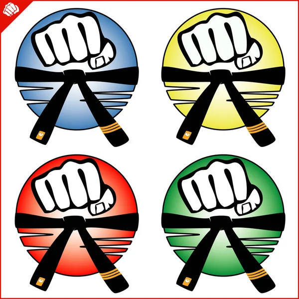 Martial Art Colored Symbol Logo Karate Creative Design Emblem — ストックベクタ