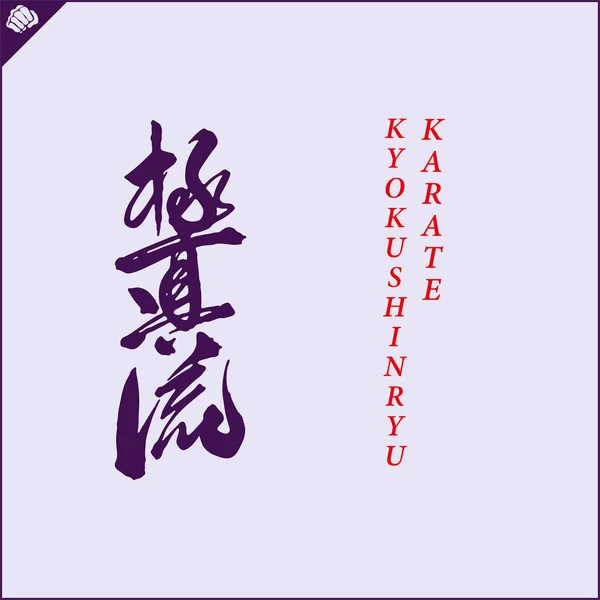 Kanji Ιερογλυφικά Καράτε Πολεμικών Τεχνών Μεταφράστηκε Kyokushinryu Karate — Διανυσματικό Αρχείο