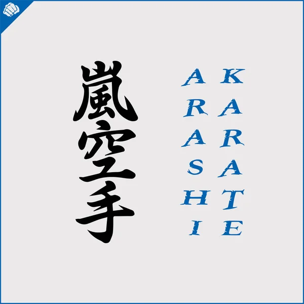 Kanji Hieroglyph Martial Arts Karate Translated Arashi Karate — Stockvektor