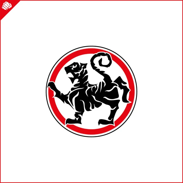 Martial Art Colored Emblem Symbol Martial Arts Shotokan Karate Tiger — Stok Vektör