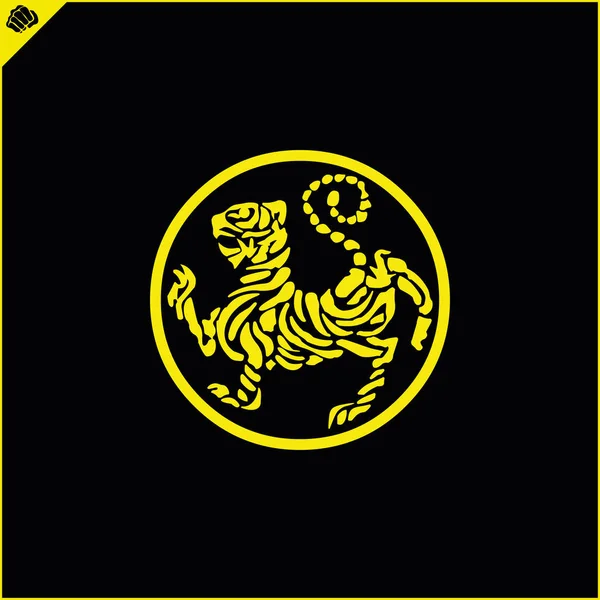 Martial Art Colored Emblem Symbol Martial Arts Shotokan Karate Tiger — Vetor de Stock