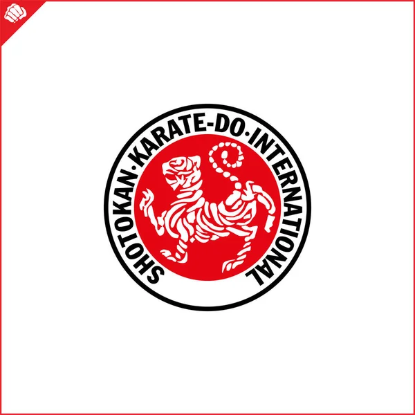 Martial Art Colored Emblem Symbol Martial Arts Shotokan Karate Tiger — Vector de stock