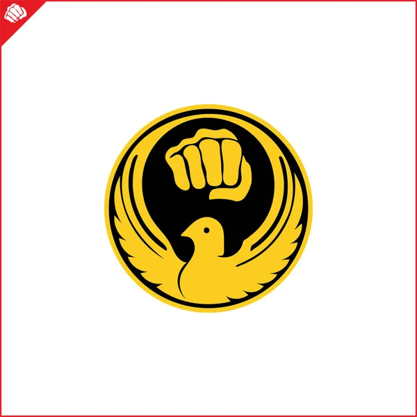 Martial Art Colored Emblem Symbol Martial Arts Wado Ryu Karate — Stock Vector