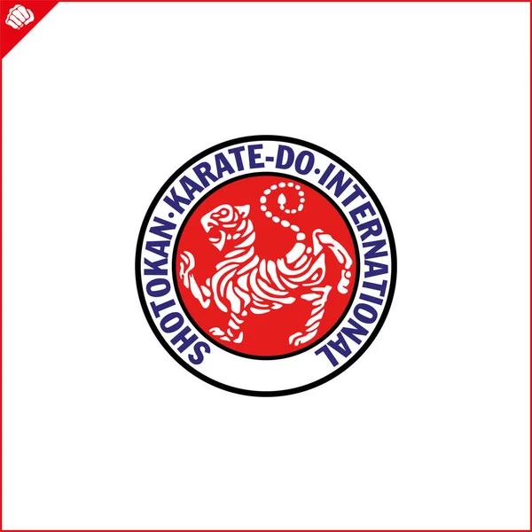 Martial Art Colored Emblem Symbol Martial Arts Shotokan Karate Tiger — Vector de stock