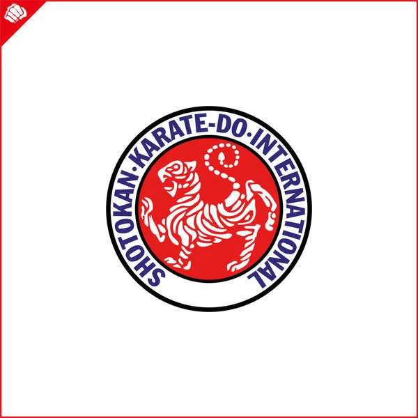 Martial Art Colored Emblem Symbol Martial Arts Shotokan Karate Tiger — Stock Vector