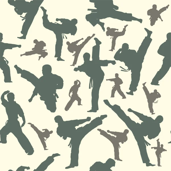 Original Seamless Texture Pattern Martial Arts Print Sports Equipment Fighters — 图库矢量图片