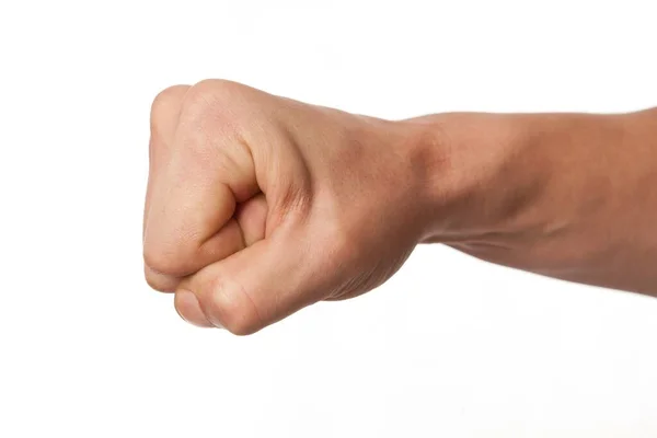 Hand Power Fist Gesture Isolated White — Fotografia de Stock