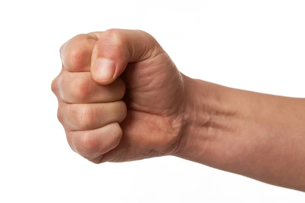 Hand Power Fist Gesture Isolated White — Photo