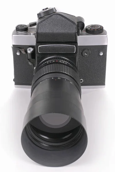 Alte Schwarze Vintage Kamera Isoliert Auf Weißem Hintergrund Mit Cliping — Stockfoto