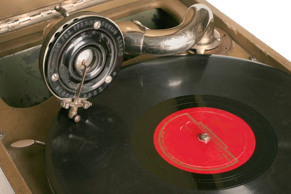 Fekete Műanyag Lemez Gramofon Lemez — Stock Fotó