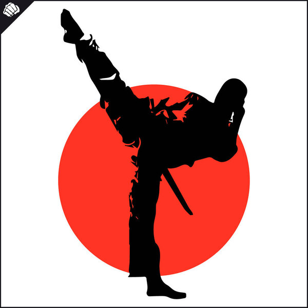 Martial art colored simbol, logo. Karate creative design emblem.