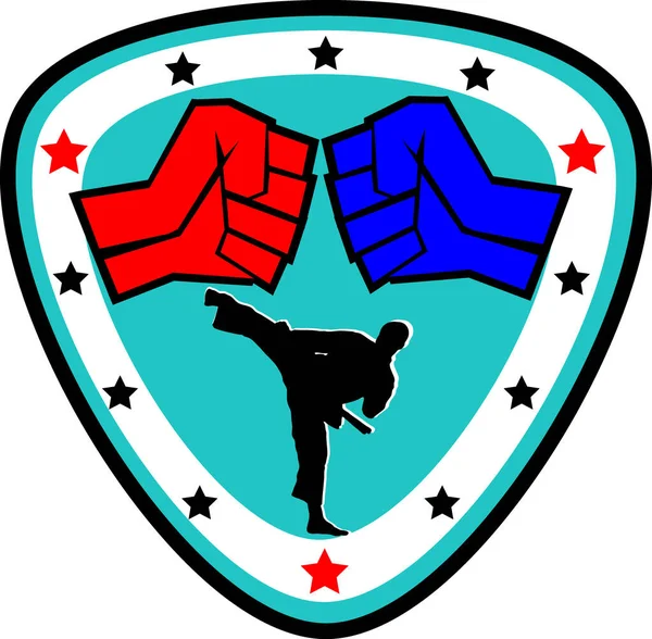 Martial Art Colored Symbol Logo Karate Creative Design Emblem Vector — Stock Vector