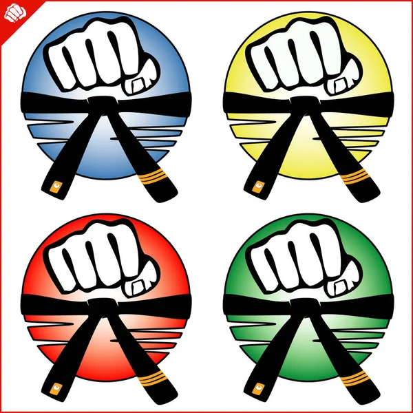 Martial Art Colored Symbol Logo Karate Creative Design Emblem Vector —  Vetores de Stock