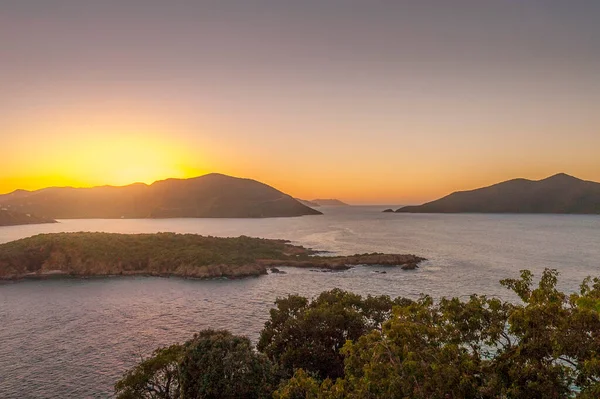Britse Maagdeneilanden Dramatische Caribische Zonsondergang Vastgelegd Vanaf Great Camanoe Island — Stockfoto