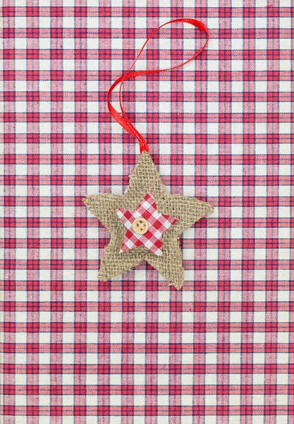 Ornamento de Natal em tecido branco vermelho — Fotografia de Stock