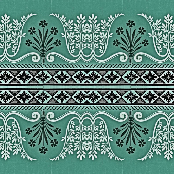 Azulejo Patrón Adorno Repetitivo Sin Costuras Verde Menta Blanco Perfecto — Foto de Stock