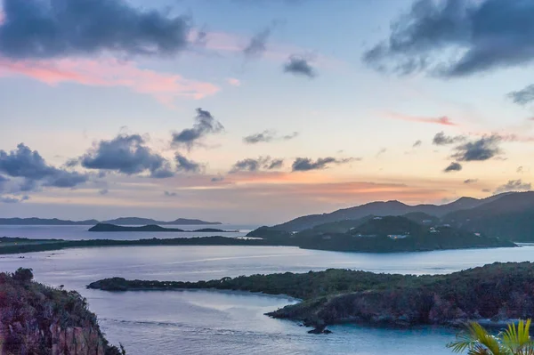 Britse Maagdeneilanden Caribisch Zonsondergang Uitzicht Vastgelegd Vanaf Great Camanoe Island — Stockfoto