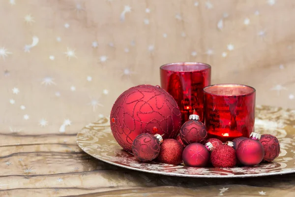 Weihnachten Stillleben Klassischem Rot Perfekt Für Eine Grußkarte Oder Geschenk — Stockfoto