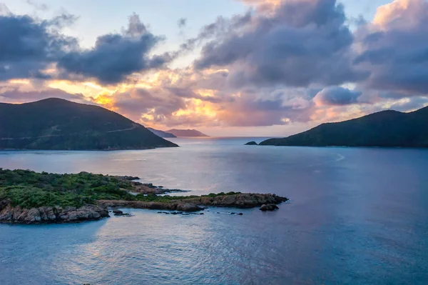 Britse Maagdeneilanden Caribisch Zonsondergang Uitzicht Vastgelegd Vanaf Great Camanoe Island — Stockfoto