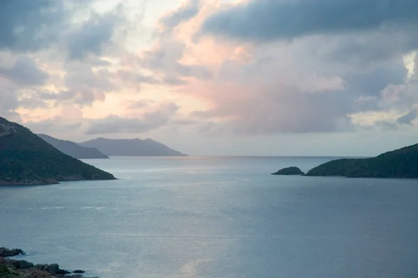 Britse Maagdeneilanden Caribisch Zonsondergang Uitzicht Vastgelegd Vanaf Great Camanoe Island — Stockfoto
