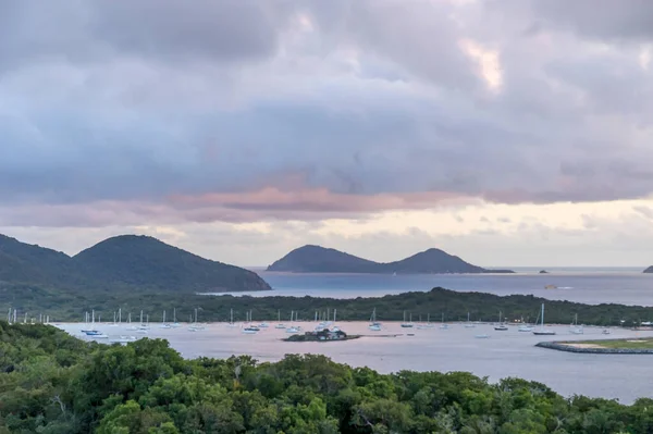 Britse Maagdeneilanden Caribisch Zonsondergang Uitzicht Vastgelegd Vanaf Great Camanoe Island — Stockfoto