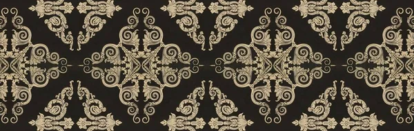 Ornamento Vintage Bordo Beige Nero Perfetto Design Tessile Fermo Arredamento — Foto Stock