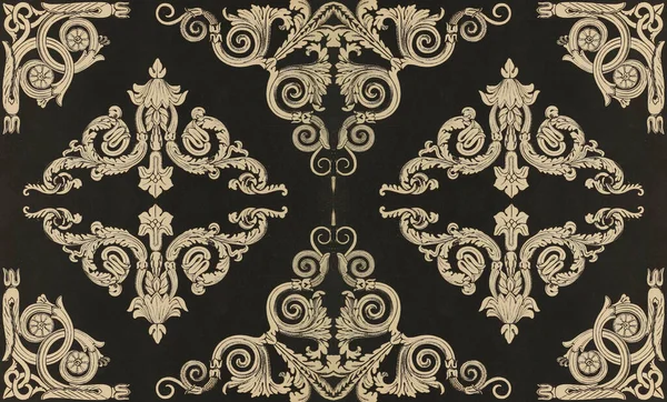 Vinobraní Ornament Vzor Okraj Béžová Černá Ideální Pro Textilní Design — Stock fotografie