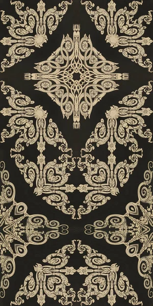 Motif Ornement Vintage Bordure Beige Noir Parfait Pour Conception Textile — Photo