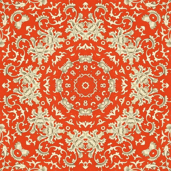 Azulejo Patrón Beige Rojo Repetitivo Sin Costuras Estilo Impresiones Textiles —  Fotos de Stock